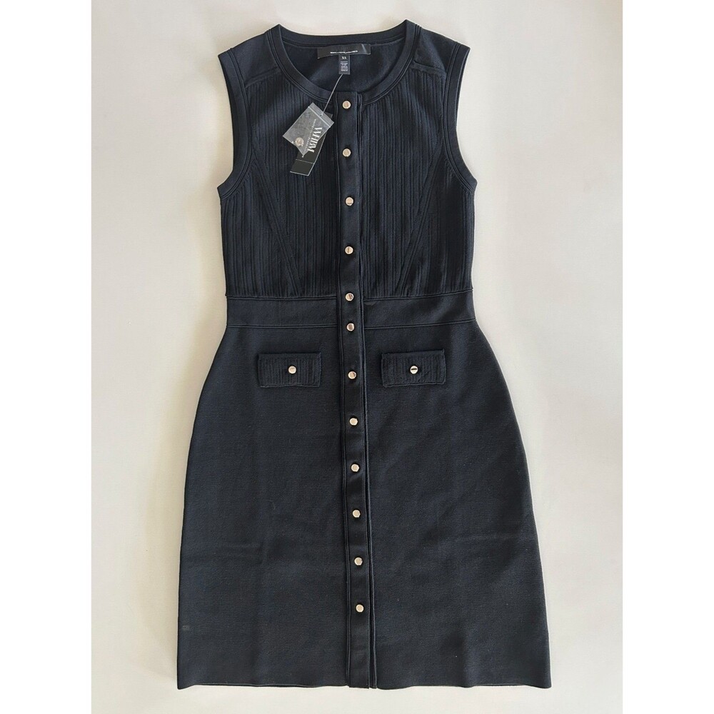 WHBM Black Sleeveless Button Front Vest Dress – Size XS